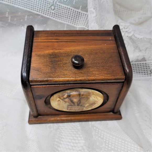 Vintage Wood Trinket Box Recipe Holder - Picture 10 of 11